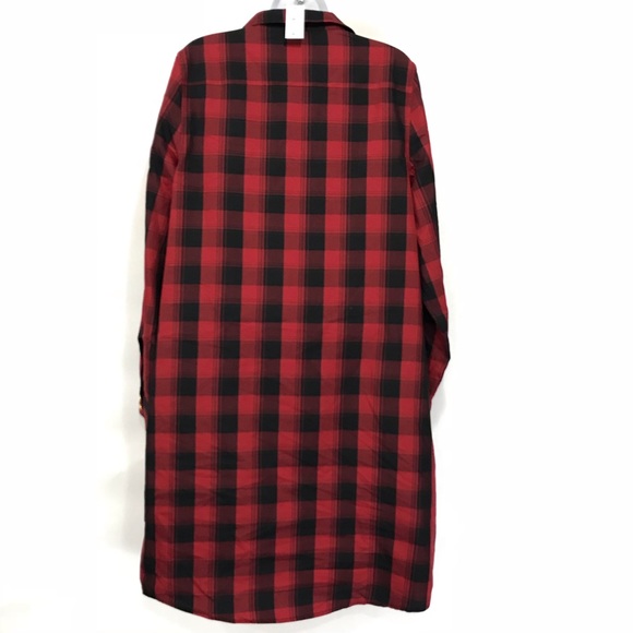 The Limited Red Black Buffalo Plaid Long Tunic Top - Picture 2 of 5